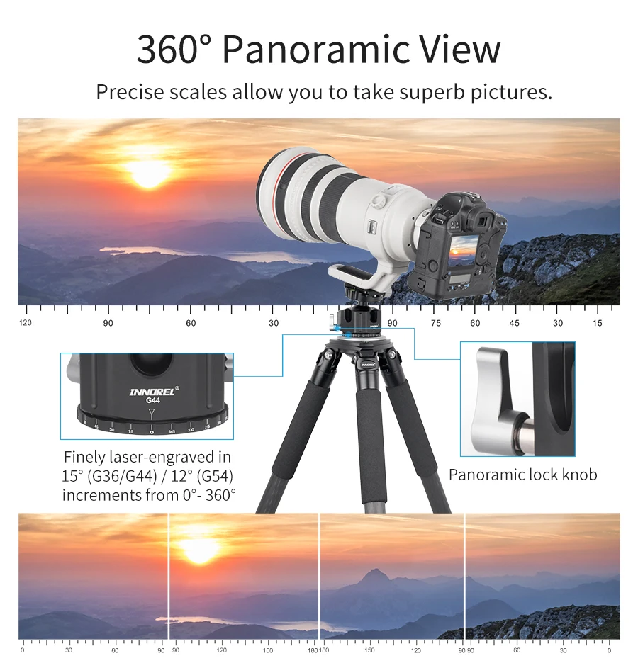 G54/G44/G36 Professional Tripod Head Low Center Gravity Panoramic Ball Head Doub