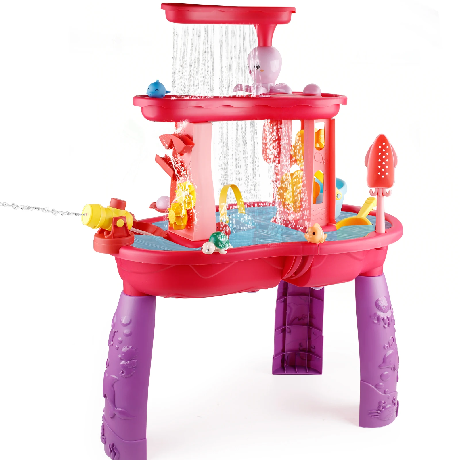 3-Tier Kids Splash Sand Table Water Toys, Rain Showers Splash Pond for Outdoor Beach Backyard, Halloween/Christmas/Thanksgiving 6