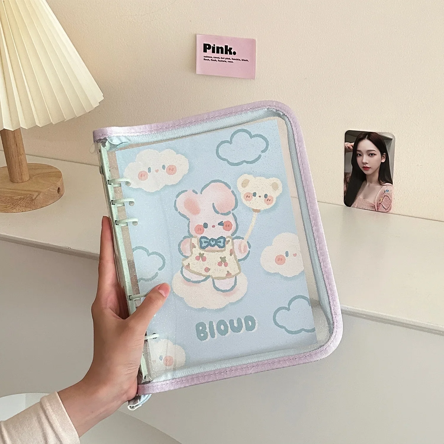 A5 Color Block Zipper Binder for Photocards and Postcards Organizer