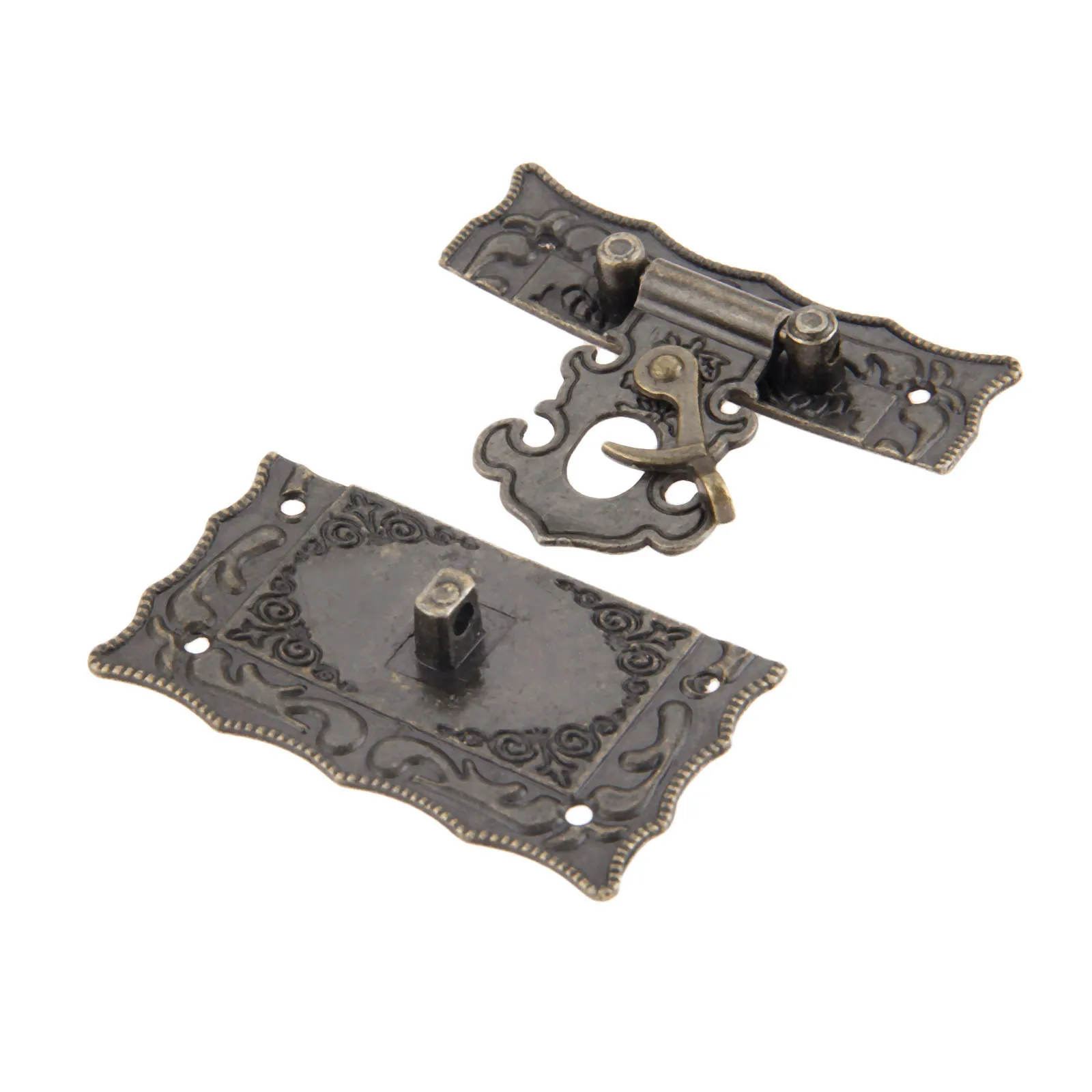 1pc Antique Bronze Box Latch 67*56mm Alloy Clasps Decor Buckle w/screws Jewelry Wooden Gift Vintage Box Hasp Hook Old Chinese