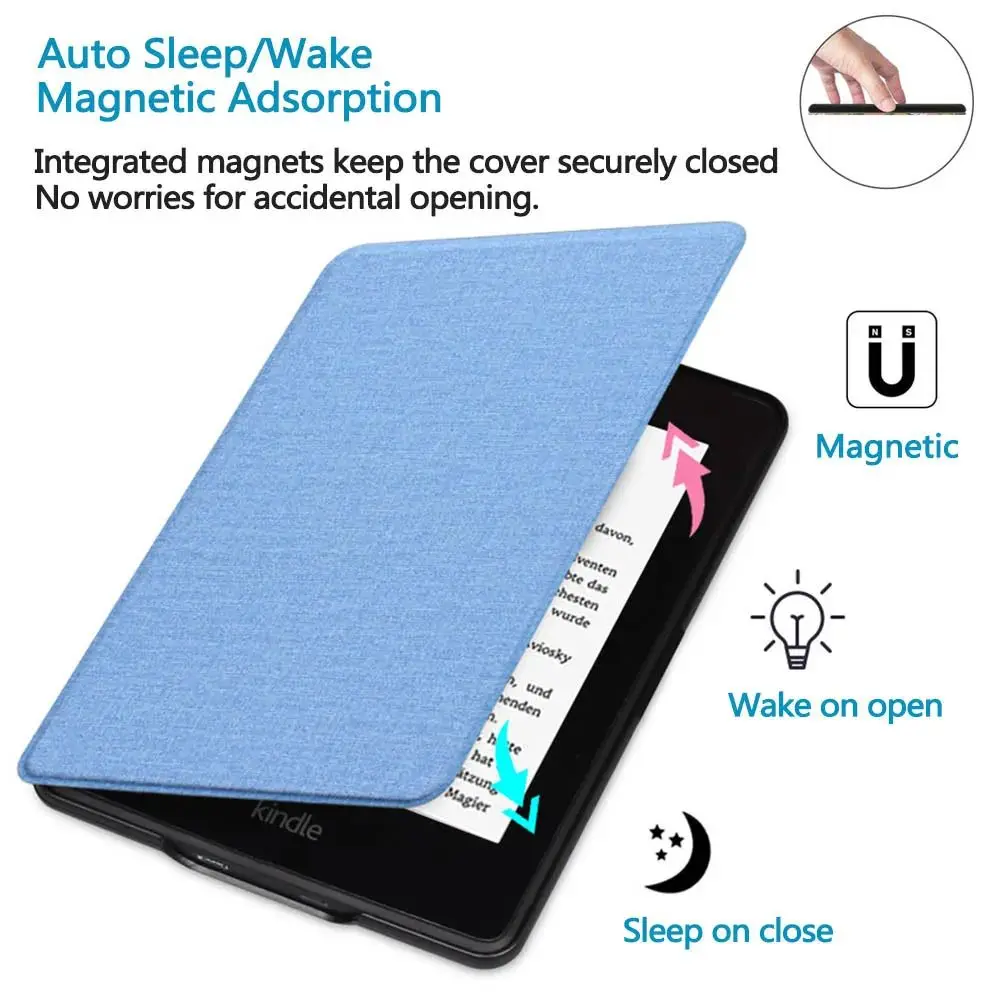 Auto Wake/Sleep 6.8 inch e-Reader Case 11th Generation PU Leather Back Cover Shockproof Ultra Slim for Kindle Paperwhite 5
