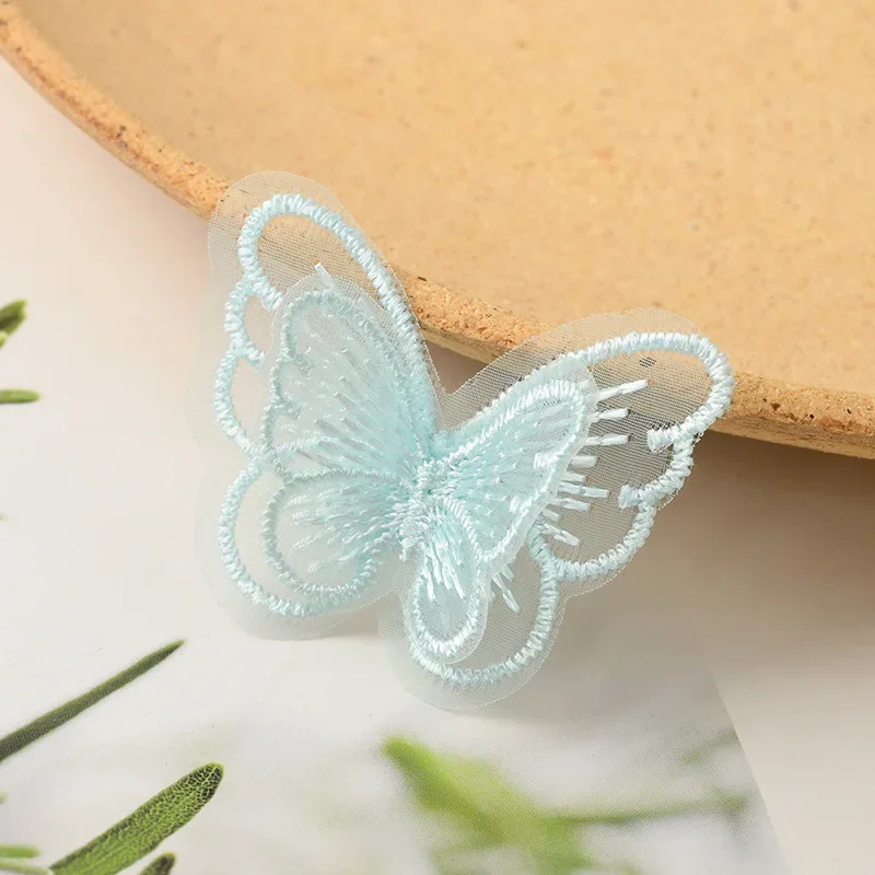 Handmade Double Layer Mesh Butterfly Appliques 50 pc for Clothes Sewing Supplies DIY Hair Clip Accessories mesh butterfly appliques