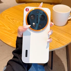 Luxury PU Leather Colored Splicing Ultra - Thin Phone Case with Metal Lens for Xiaomi 17 Ultra (Accurate hole - Wh)