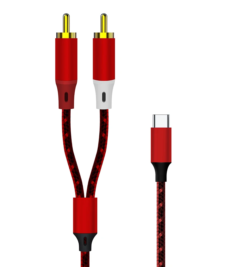 USB C to RCA Audio Cable, Type C to 2 RCA Connector for Speakers and Amplifiers, 1m Length