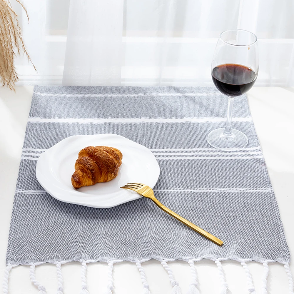 Cotton Turkish Kitchen Towel Nordic Tassel Tea Towel Rectangular Tablecloth Striped Hand Towel Bathroom Accessories set 5