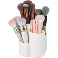 Makeup brush holder, dresser organizer, plastic round makeup brush storage space for lipstick, hair accessories 1