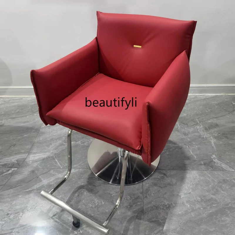 

Customized Barber Shop Chair for Hair Salon High-End Hairdressing Fashion Hot Dyeing Seat Adjustable Hair Cutting Stool Simple