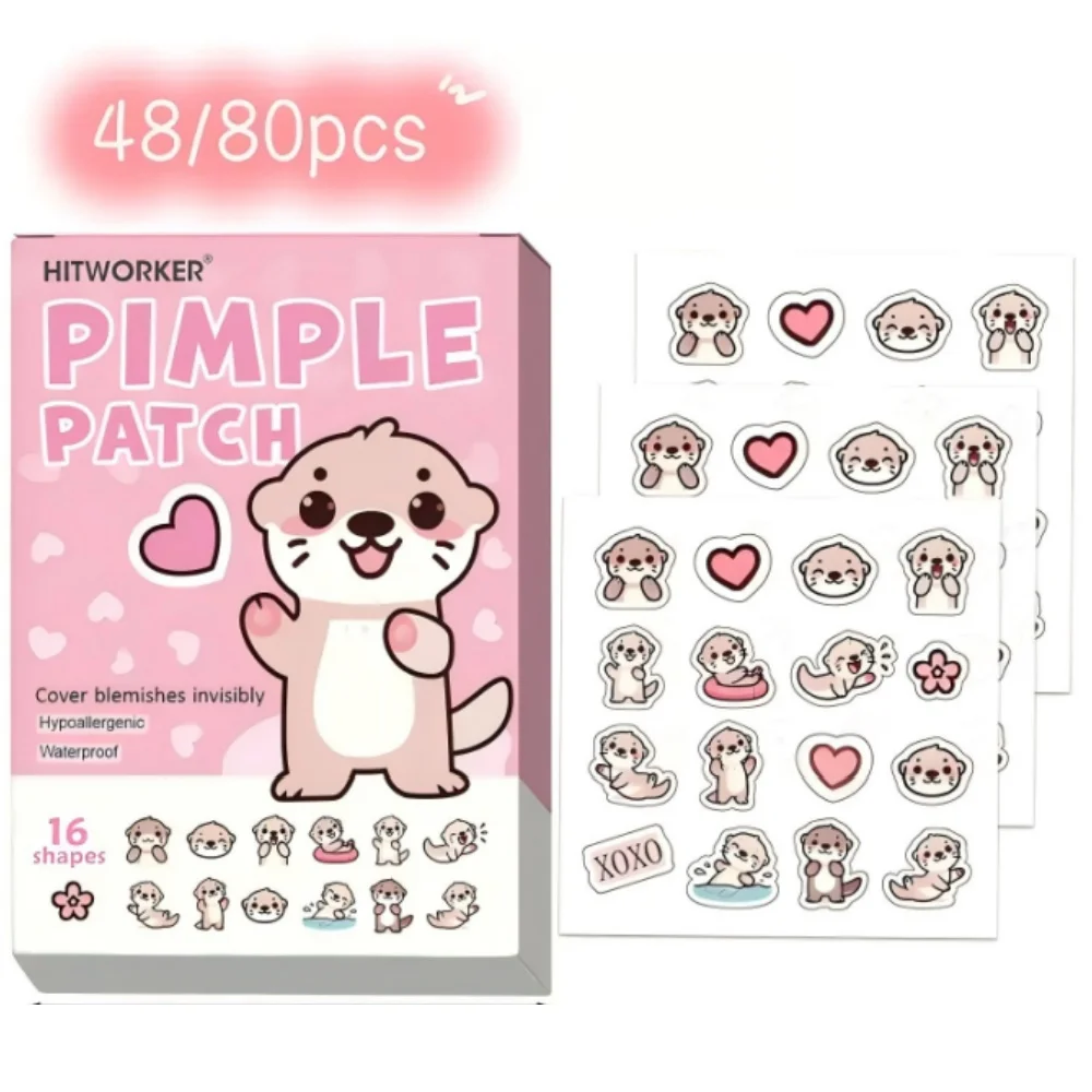 HITWORKER Acne Patch -48/80 pieces, hypoallergenic, waterproof, alcohol free skin sticker with cute dog and heart-shaped design HITWORKER Acne Patch -48/80 pieces, hypoallergenic, waterproof, alcohol free skin sticker with cute dog and heart-shaped design