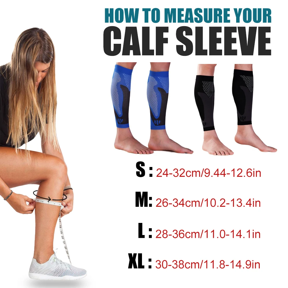 1Pair Sports Calf Compression Sleeves Footless Compression Socks for Men Women Shin Splint & Varicose Vein Leg Support Cover