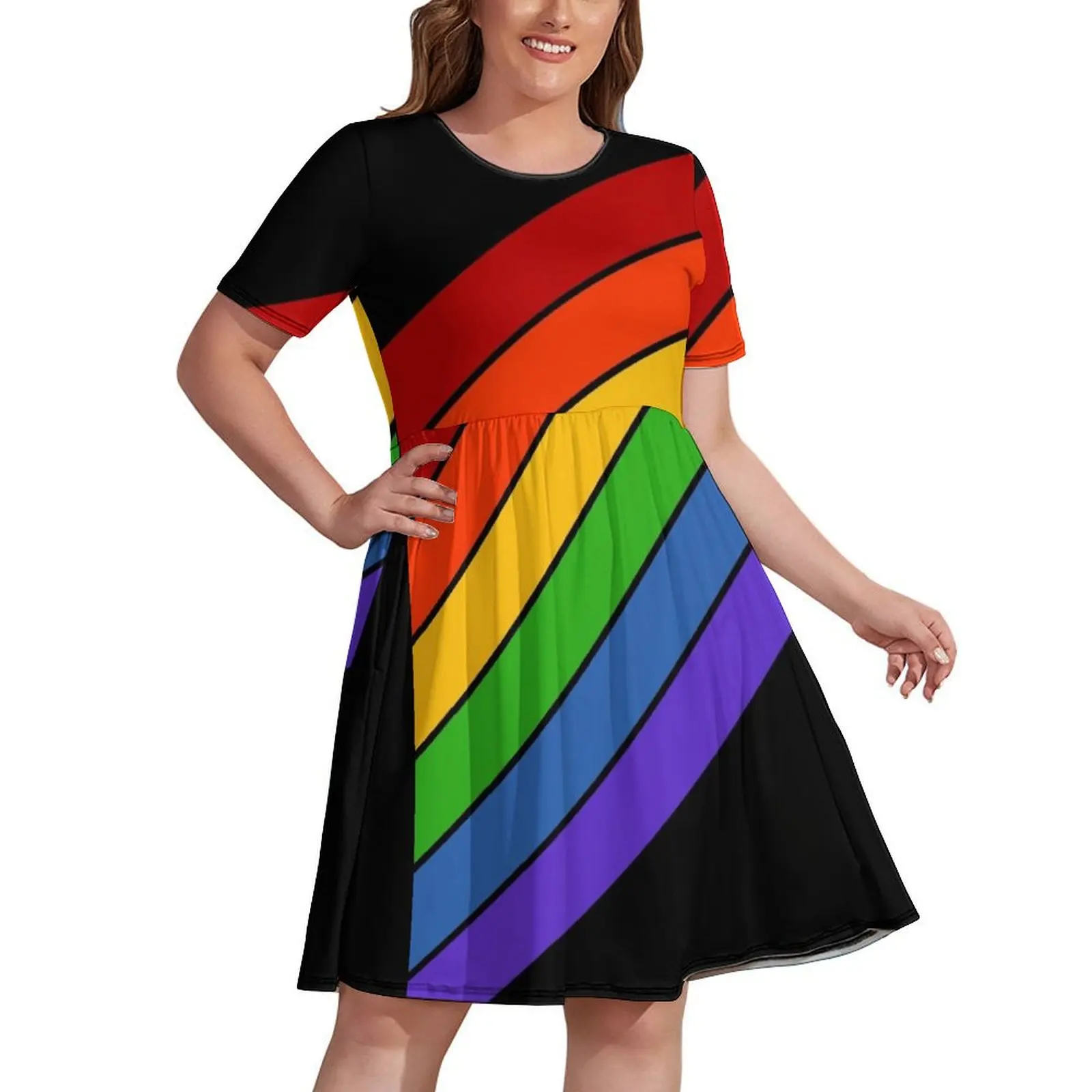

Diagonal Rainbow Stripe Dress Bride dresses women's summer jumpsuit