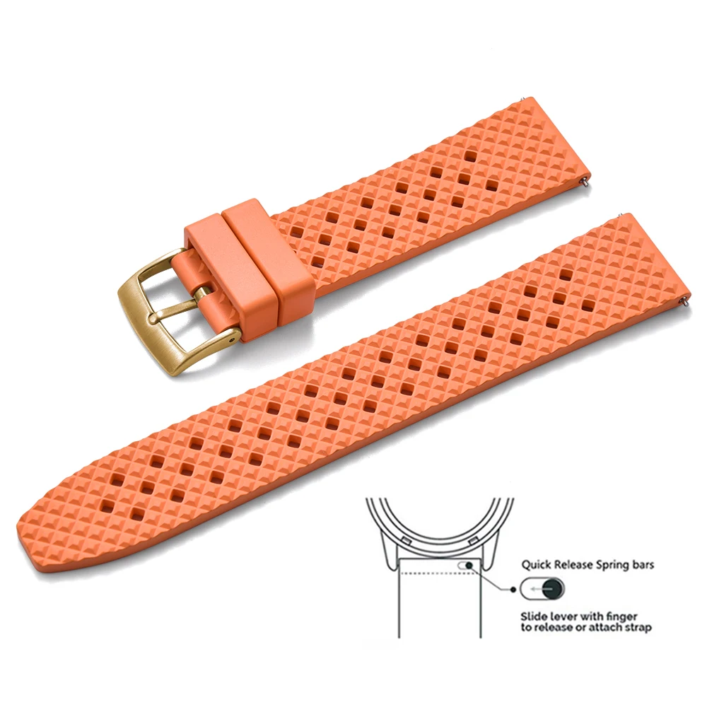 Cinturino Per Orologio In Gomma FKM Fluoroplastica 22mm Con Chiusura Rapida - Morbido E Resistente - 2
