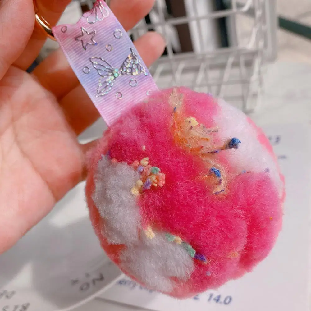 

Cute Ice Cream Ball Decoration Colorful Plush Ice Cream Ball Keychain Pendant Backpack Ornament Stress Relief Fuzzy Squeeze Toy