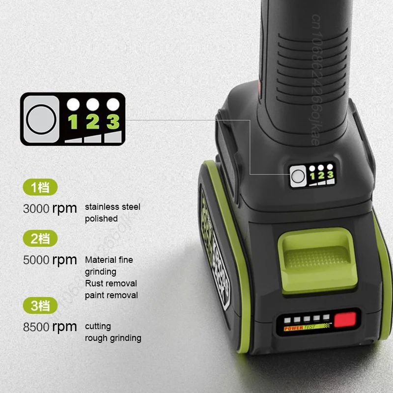 Worx WU805 Wireless Angle Grinder Rechargeable 20v 100x16mm 8500rpm 3 Speed Adjustable for Cutting Universal 5Pin Green Battery