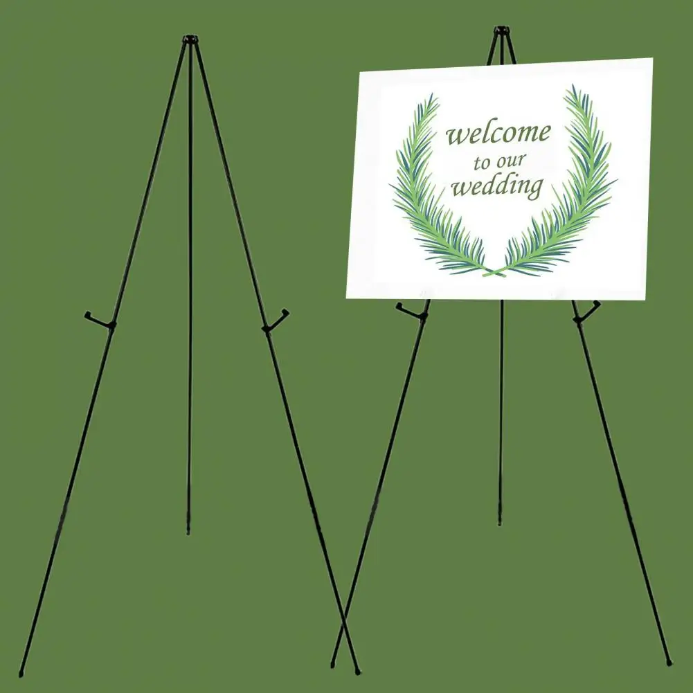 Display Stand Adjustable Height Anti-slip Solid Collapsible Fixed Poster Metal Wedding Sign White Easel Stand The Party