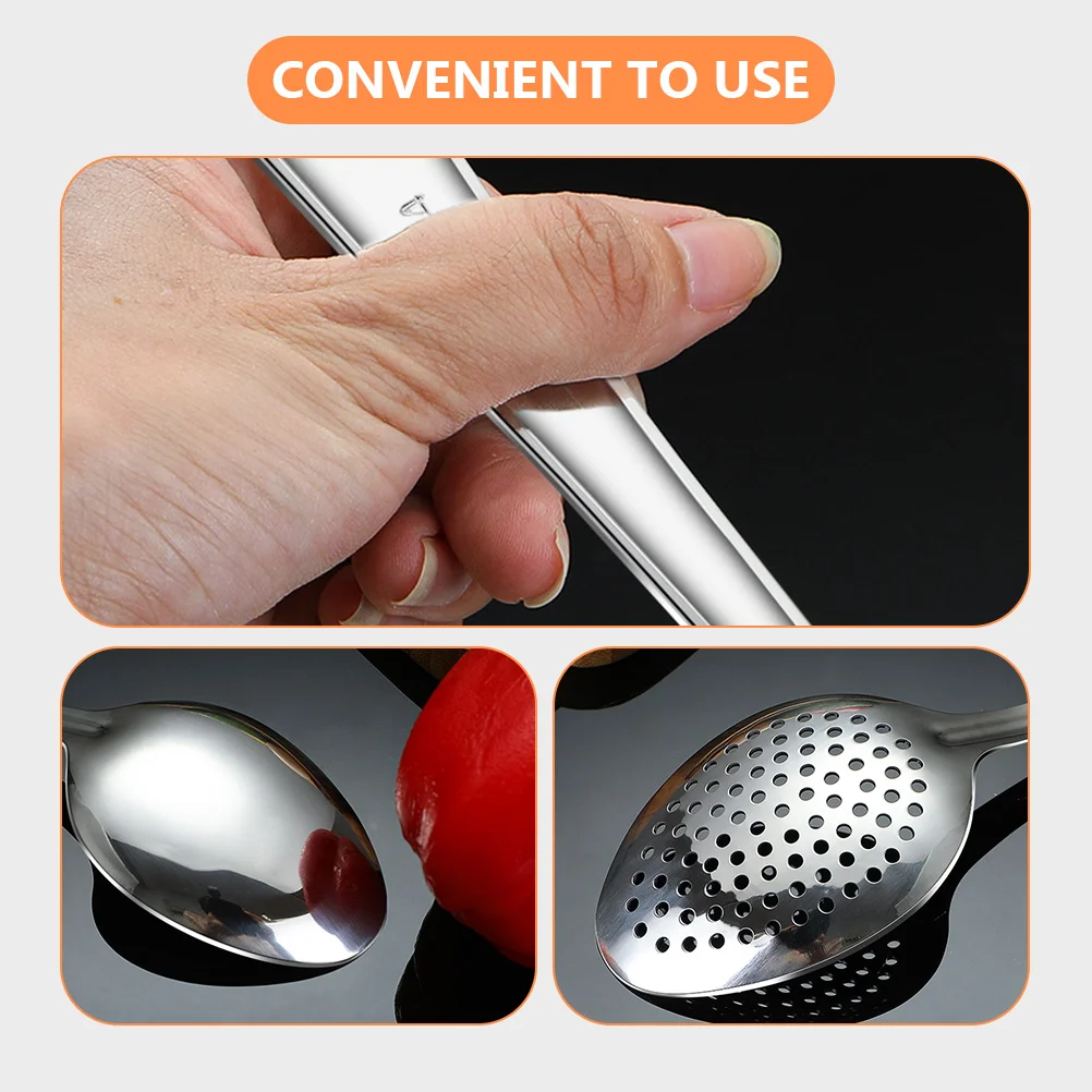 2 Pcs Stainless Steel Serving Spoon Household Spoons Slotted Appliance Portable Utensils Daily Dinner stainless steel spoon