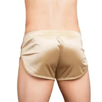 Boxer pyjama Sexy pour hommes, sous-vêtements en soie lisse, bas de sommeil, vêtements de maison, short de salon, culottes masculines 5