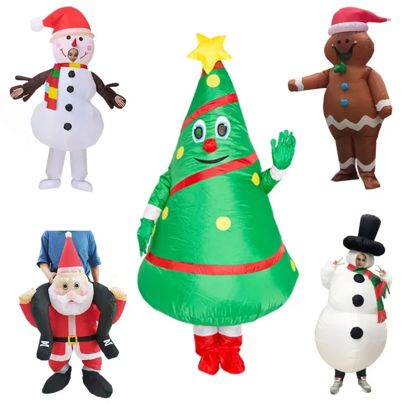 

Christmas Cosplay Costumes for Adult Man Woman Santa Claus Xmas Tree Inflatable Costume Gingerbread man Snowman Funny Party Suit