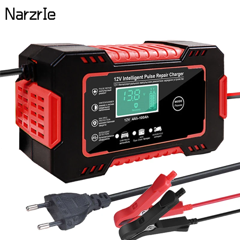 Intelligent Car Motorcycle Battery Charger 12V 6A For Auto Moto Lead Acid AGM Gel VRLA Smart Charging 6A 12V Digital LCD Display car battery accessories
