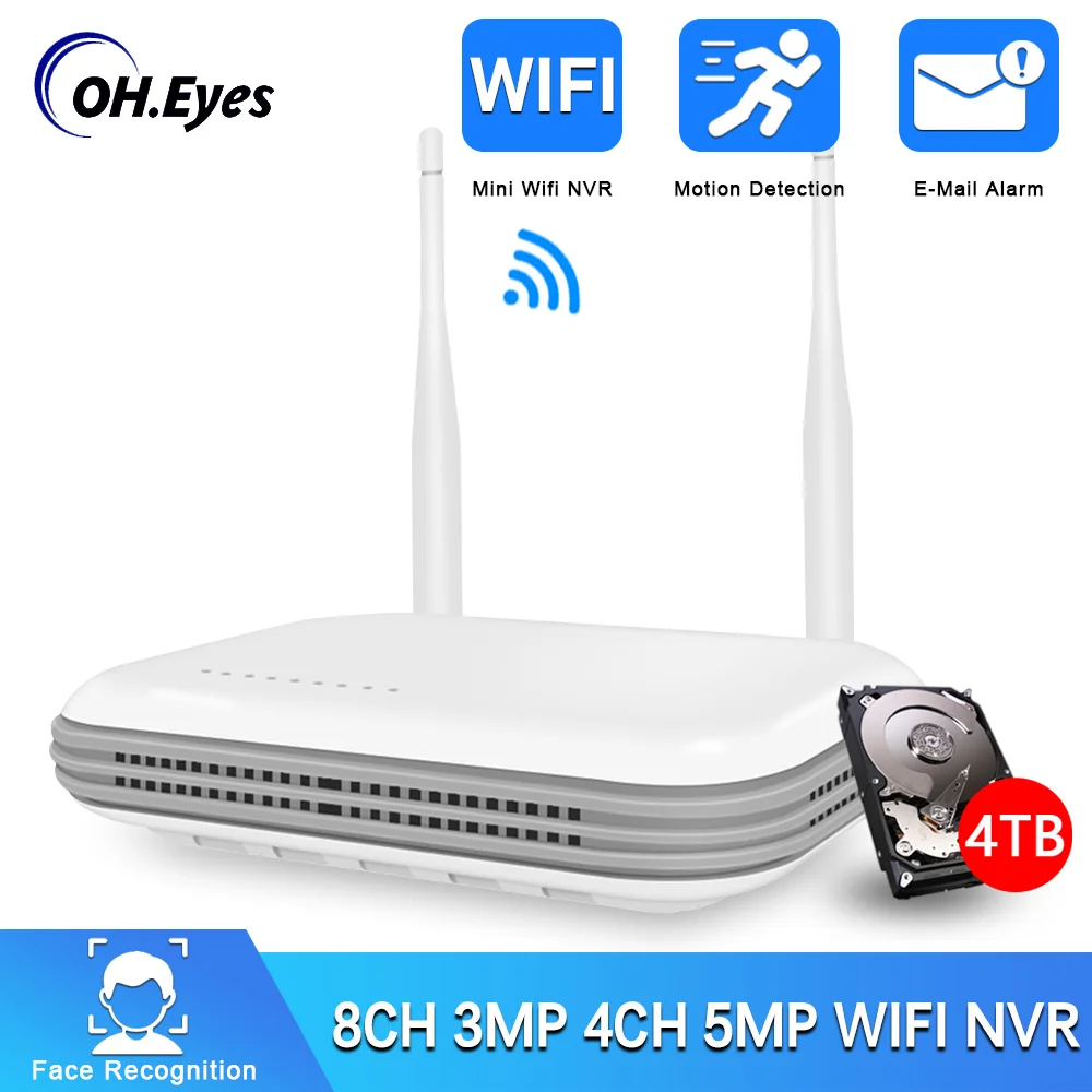 

8CH 3MP 4CH 5MP IP Camera 8CH WiFi NVR H.265 Wireless Network Video Recorder P2P Face Detect Network Video Surveillance System