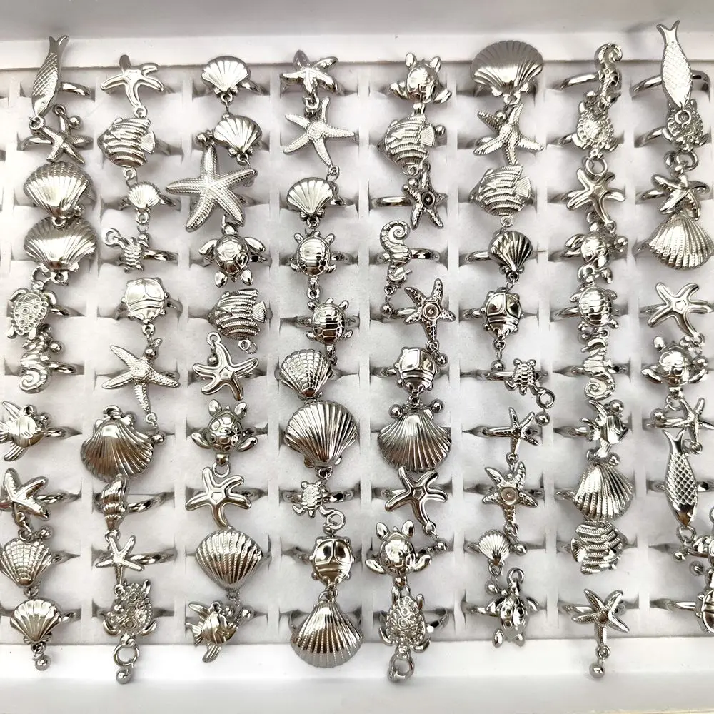 10pcs/lot Wholesale Assorted Punk Vintage Stainless Steel Rings Wedding Accessories Party Jewelry Gift 5