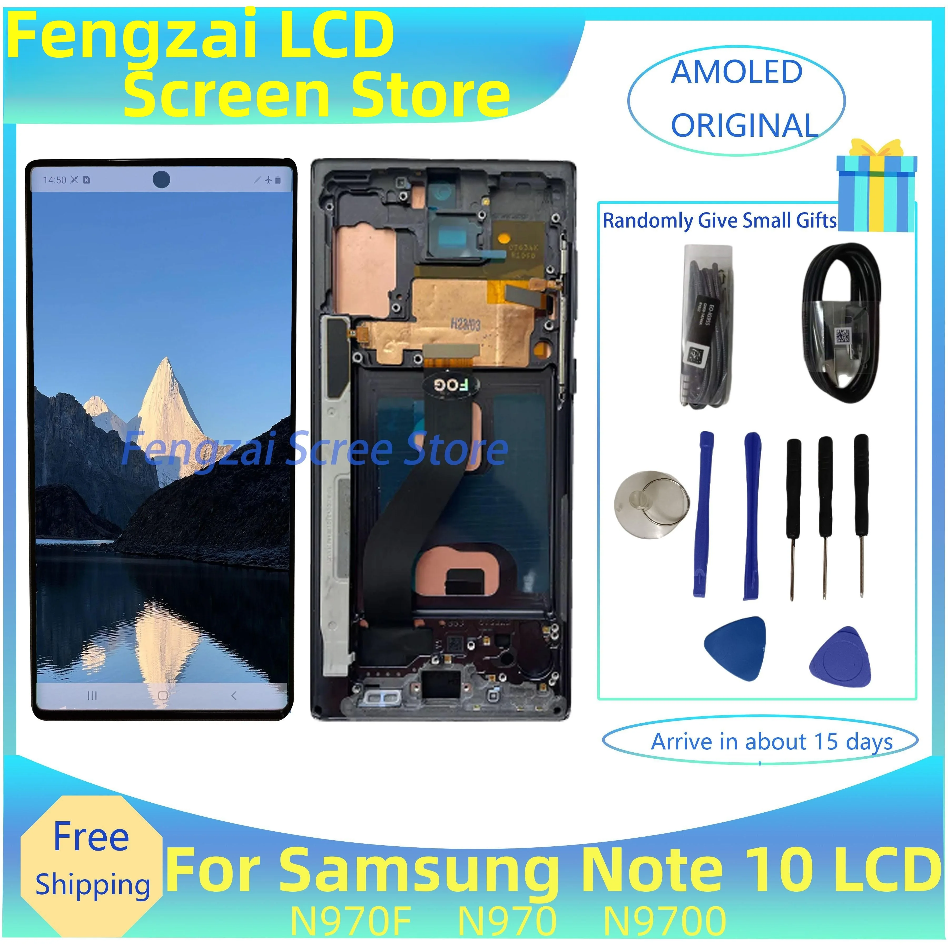 

100% Tested NOTE 10 AMOLED For SAMSUNG Galaxy Note10 N970F N970 N9700 LCD with Frame Display Touch Screen Digitizer Assembly
