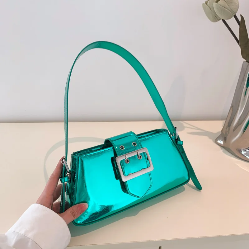 

Pu Leather Handbags Fashion Solid Color Portable Exquisite Casual Simple Bright Face Shoulder Bags Retro Ladies Clutch Totes Bag