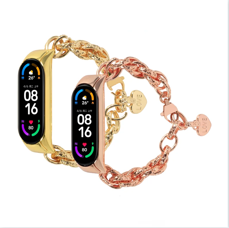 Smart bracelet strap For Xiaomi Mi band 8 7 6 5 4 Correa Women Metal Stainless Steel Bracelet Wristband For Xiaomi mi band 8 7 6