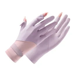 Summer Sunscreen Gloves Ice Silk Breathable Quick Dry Anti-UV Non-slip Glove Driving Outdoor  Touch Screen uv Gloves