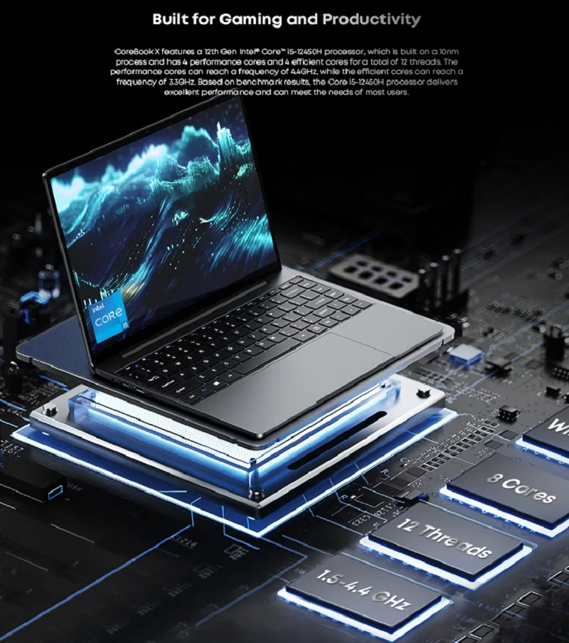 CHUWI CoreBook X Gaming Laptop 14 inch FHD Screen i5-12450H 8Cores 16GB RAM 512GB SSD WIFI 6 Windows 11 Gaming NoteBook PC 2024 3