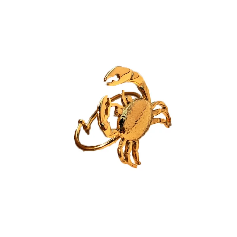 Creative Cute Little Crab Ring for Women Girls 18K Gold Plated Stainless Steel Opening Rings Adjustable Summer Ocean Jewelry New