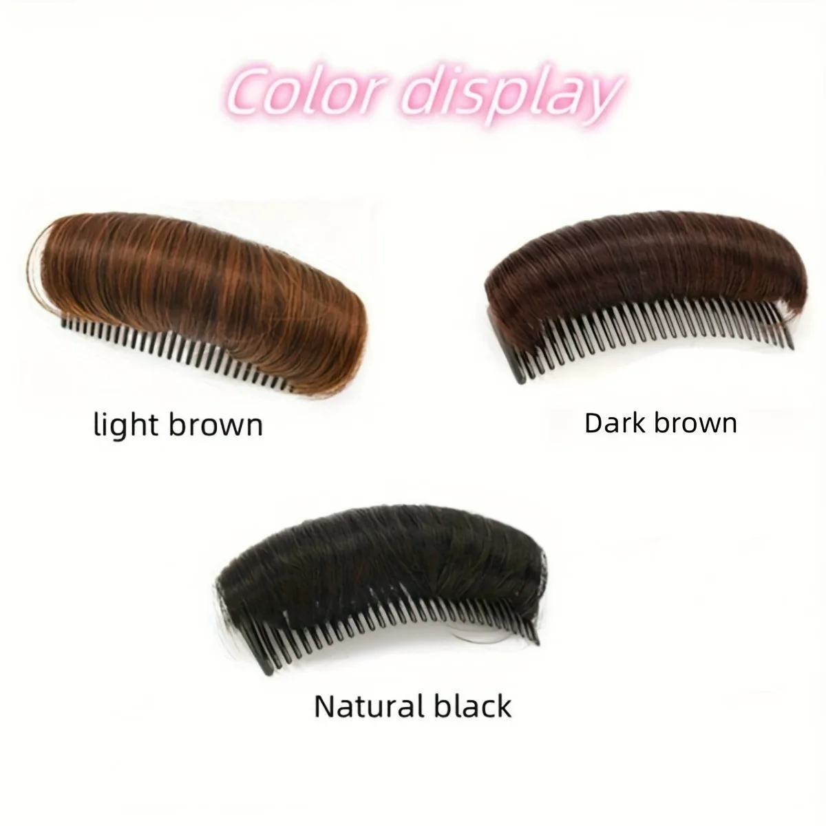 합성 볼륨 헤어 패드 조각 빗 삽입형 브라운 블랙 볼륨 추가 탑낫 번 필러