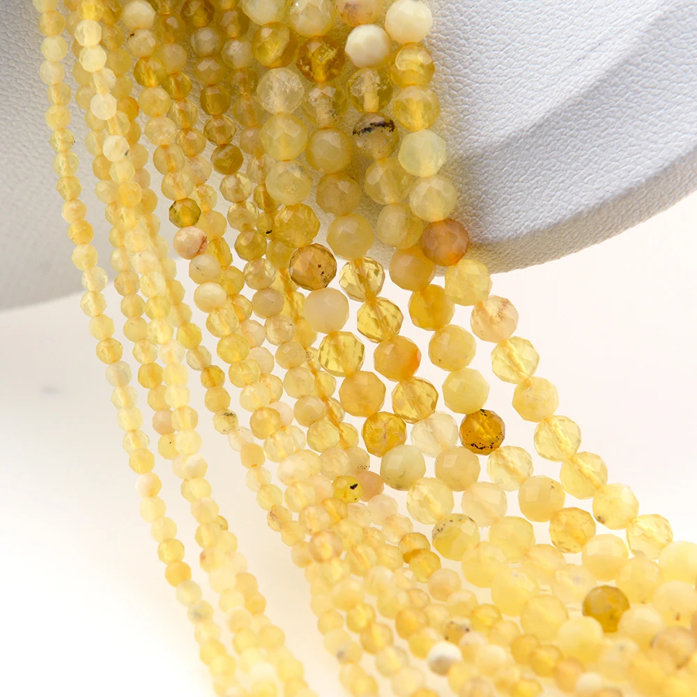 Natural Yellow Opal Faceted Round Beads 2mm,3mm,4mm，Fine Jewelry Making, DIY Bracelet And Necklace 5