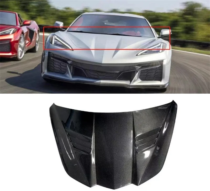 

For Chevrolet Corvette C8 Z06 Convertible 2020-2023 High Quality Real Carbon Fiber Front Bumper Engine Hood Vent Cover