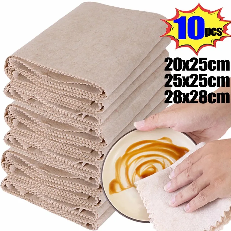 

10/1PCS Natural Luffa Plant Fiber Cleaning Cloths Lazy Rag Absorbent Kitchen Dishcloths Non-stick Oil Dish Rags Scouring Pads