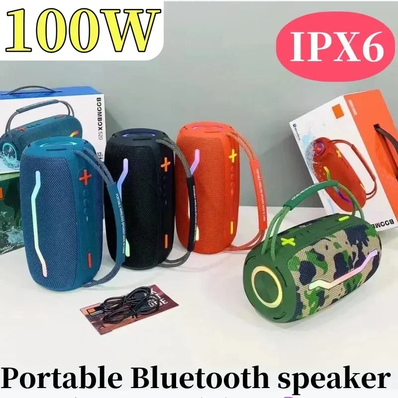 

Waterproof Boombox 100W High Power Portable Bluetooth Speaker RGB Colorful Light Wireless Subwoofer 360 Stereo Surround TWS FM