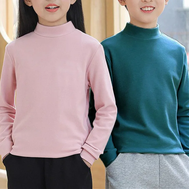 Children Winter Thermal T-shirts Boys Girls Turtleneck
