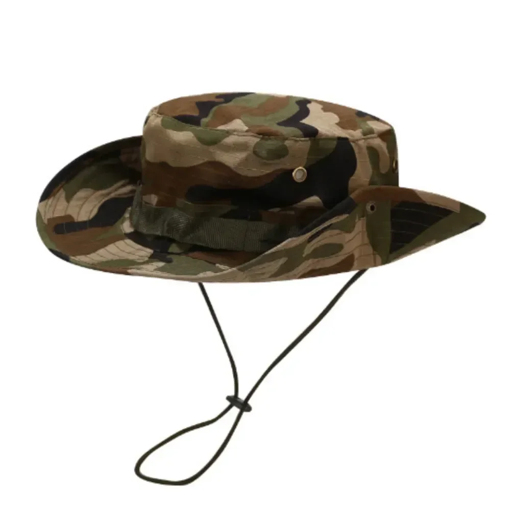 Cappello Boonie mimetico Cappelli a secchiello tattici Cappello estivo Panama Caccia Escursionismo Cappellini da sole mimetici all'aperto da uomo - immagine 6