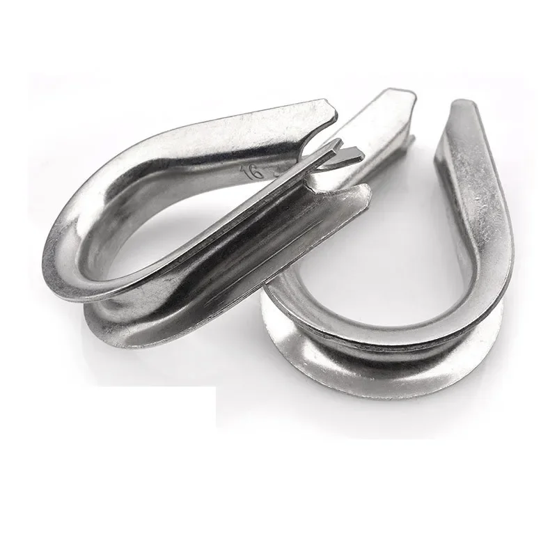 Full Size 304 Stainless Steel Wire Rope Protective Sleeve Cable Thimbles Clamps Hasps Rigging Fasteners Chicken Heart Ring jewelry box hasps,buckle clamp