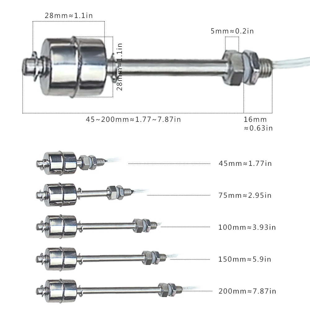 Liquid Level Sensor Steel Vertical Automatic Liquid Water Level Sensor Controller