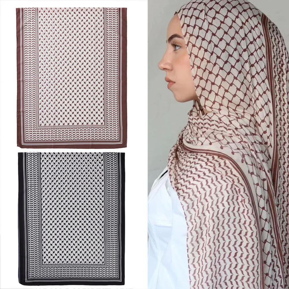 

Арабский головной платок с жемчужным шифоновым принтом, шарф с полным покрытием, нескользящий головной платок, дышащий длинный тюрбан, шаль 180*70 см