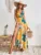 Fashion Flower Print Spaghetti Strap Dresses Women Sexy V-neck Backless Slit Long Dress Bohemian Style Vacation Beach Vestidos