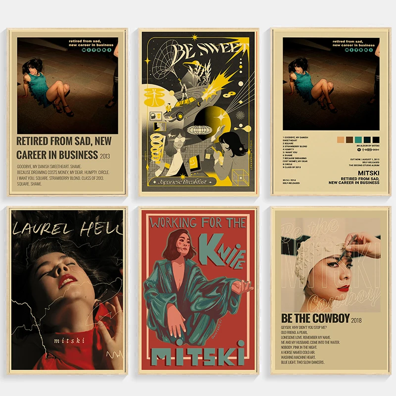 Mitski Retro Poster Be The Cowboy/Nobody/Lush Kraft Paper Prints Vintage Aesthetic Home Room Cafe Bar Art Wall Decor Painting