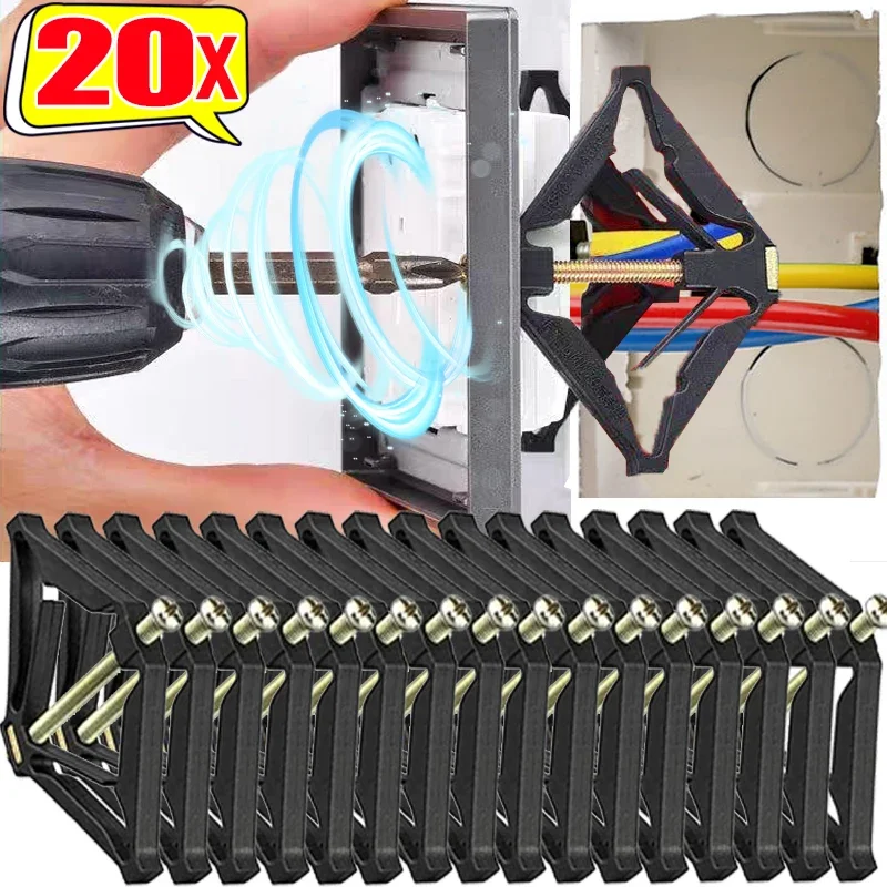 Switch Box Repair Tool 20/1pcs 86 Type Box Repairer Wall Sockets Box Repair Screw Plug Socket Switch Replacement Fixed Wall Repair Support Rods