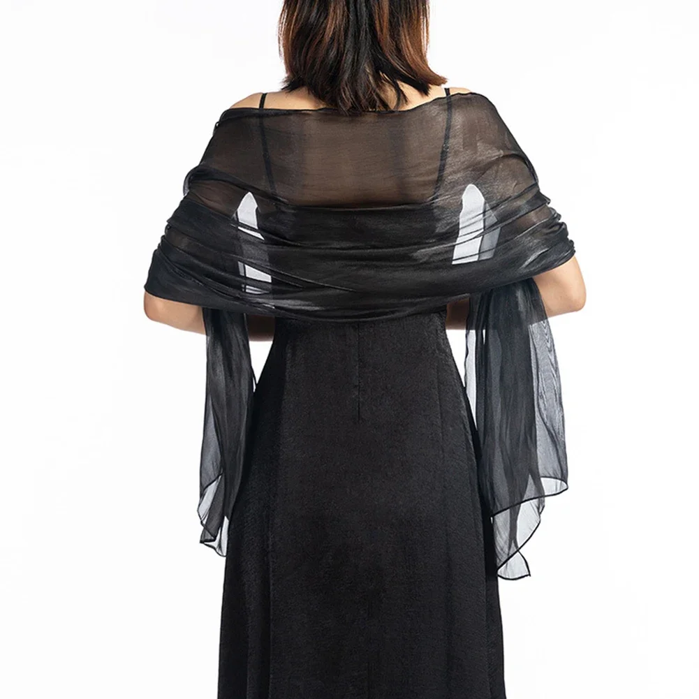 Elegant Wedding Shawl 170*70 Customizable New Silver Party Evening Dress Shawl Bride Bridesmaid's Silky Shawl Pure Color Scarf 5