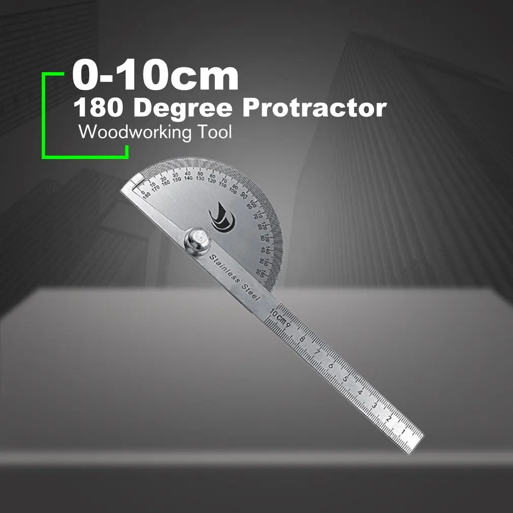 

HOT 0-10cm Protractor 180 Degree Protractor Angle Finder Arm Rotary Measuring Ruler Angle Ruler Woodworking Tool Stainless Steel