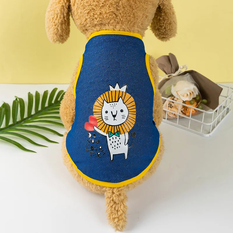 Cute Cartoon Pet Dog Clothes Summer Thin Mesh Dog Cat Vest Cat Teddy Pomeranian Pet Puppy Breathable Cool Clothing Costume