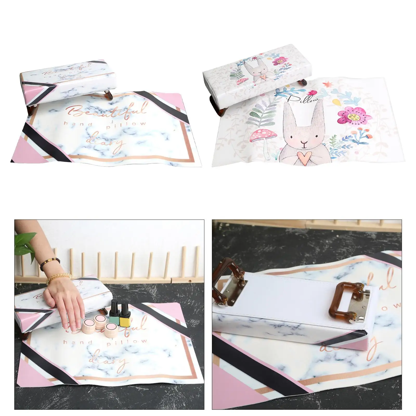 Leather Nail Art Table Pillow with Pad Set for Women Home DIY Makeup Tool