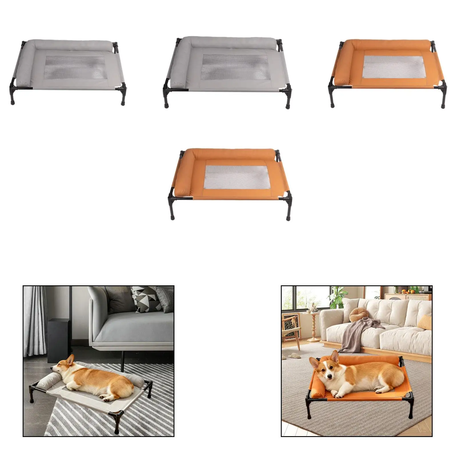 Versatile Dog Cot with Metal Frame Breathable Elevated Bed for Pets Home Outdoor Sleeping Solution
