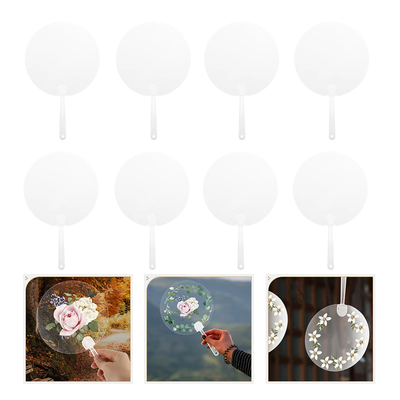 Bulk hand fan Round Graffiti Performance Blank DIY Handicrafts Supplies Transparent Pvc Painting Fans Performance Fan 10Pcs
