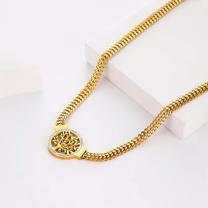 Tree Of Life Stainless Steel Gold Plated Necklace - Image 4